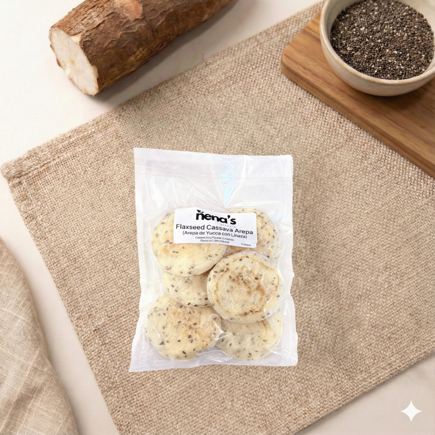 Cassava with Flaxseed Arepas 6 unit pack