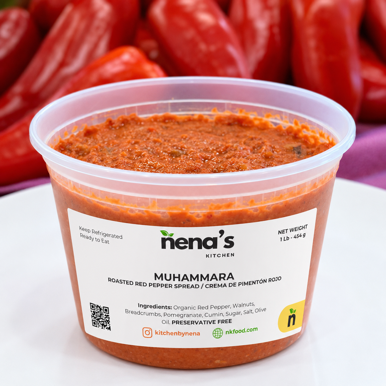 Handmade Muhammara (Roasted Red Pepper Spread) – 1 lb