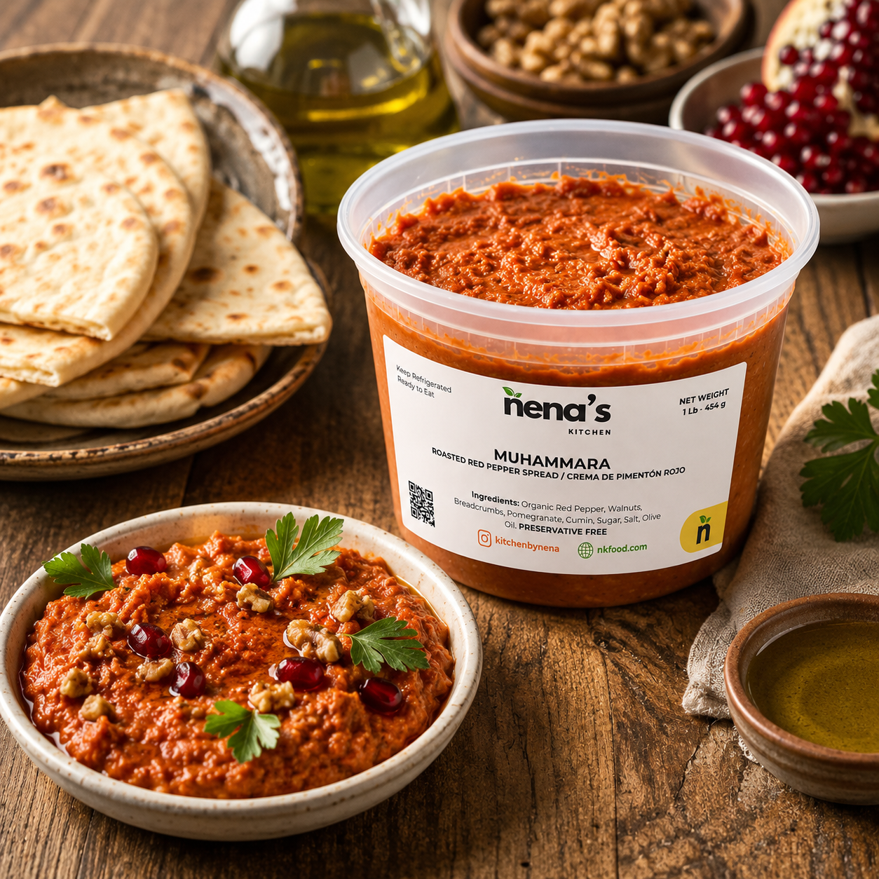 Handmade Muhammara (Roasted Red Pepper Spread) – 1 lb